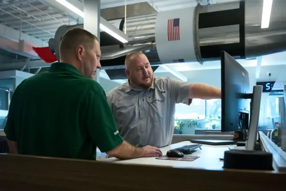 Technical Discussion at Workstation